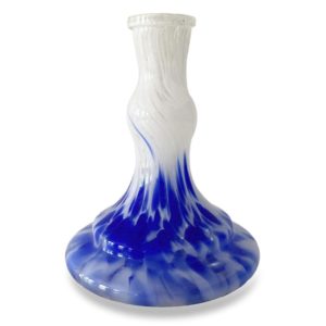 Vessel Glass Shisha Base - Wave With Base Grommet (Blue White Crumb)